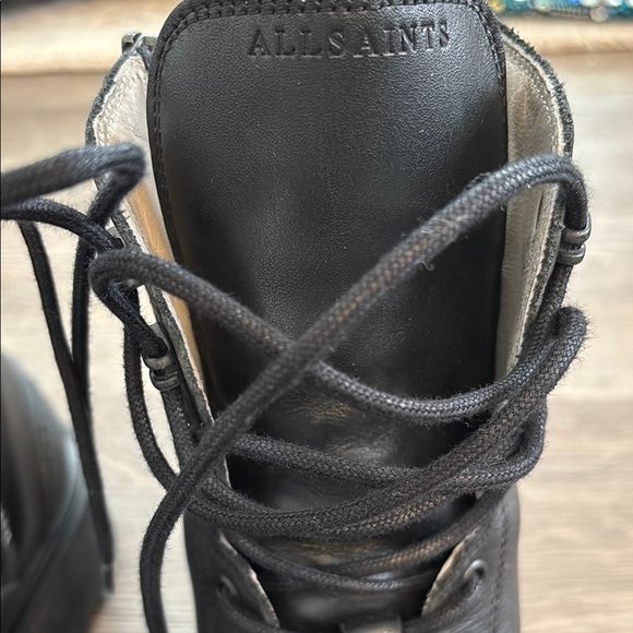AllSaints Muxford Black Leather Boot-10 - Picture 3 of 9